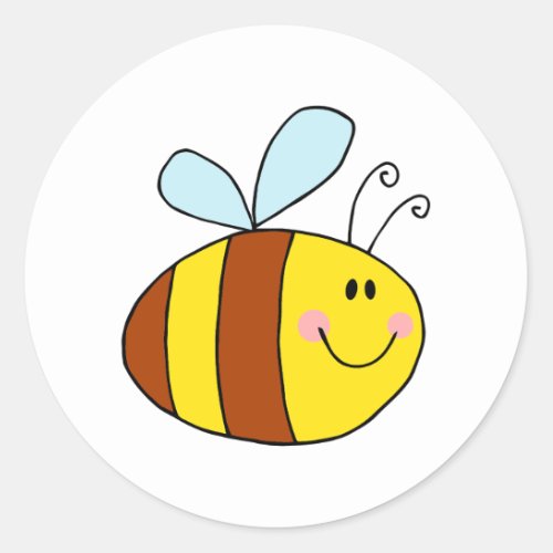 happy flying honeybee honey bee cartoon classic round sticker