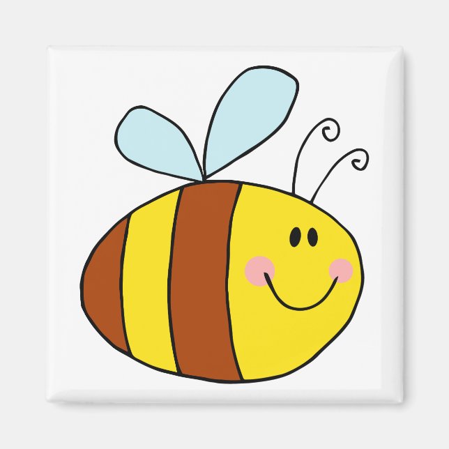 happy flying honeybee honey bee cartoon magnet (Front)
