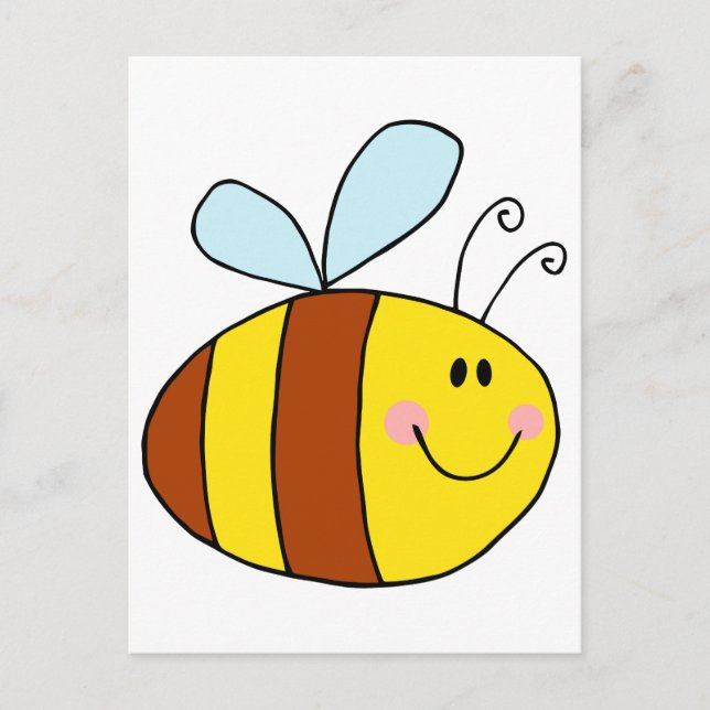 happy flying honeybee honey bee cartoon postcard (Front)
