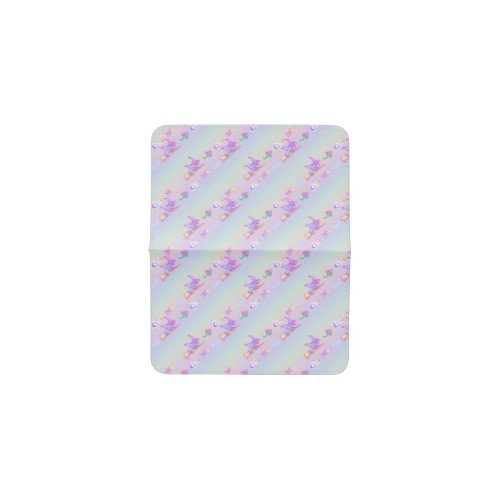 Happy Flying Witch Bright Pastel Rainbow Pattern Card Holder