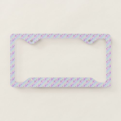 Happy Flying Witch Bright Pastel Rainbow Pattern License Plate Frame