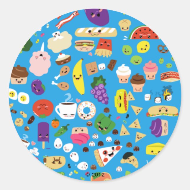 Happy Food Classic Round Sticker (Front)