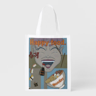 Happy food grocery bag