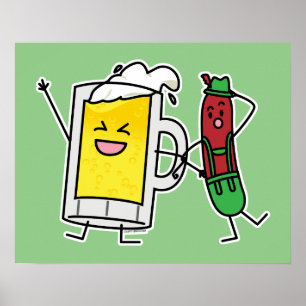 Happy Foods Design - Cute Adorable Food Beer sausa Poster