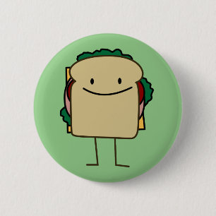 Happy Foods Smiling Sandwich Button