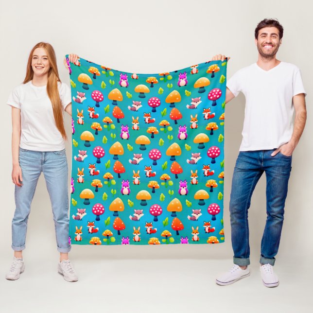 Happy Forest Animals Pattern For Kids Lifestyle Fleece Blanket (In Situ)