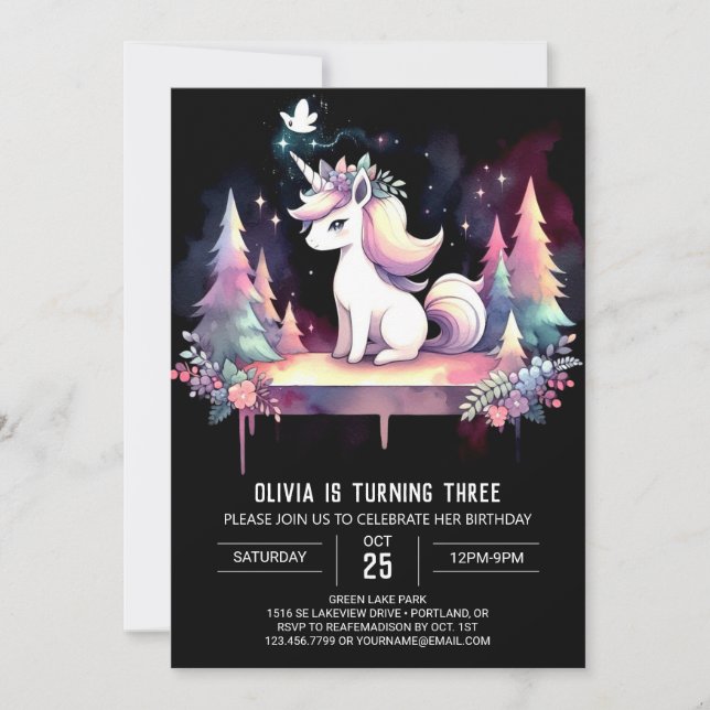 Happy Forest Horse Birthday Invitation (Front)