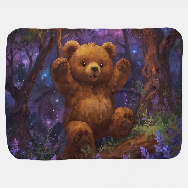 Happy Forest Teddy Bear Art Baby Blanket (Horizontal)