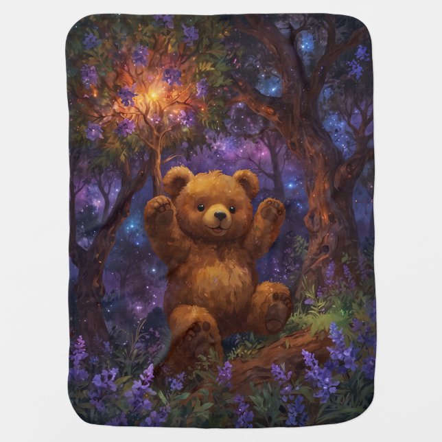 Happy Forest Teddy Bear Art Baby Blanket (Front)