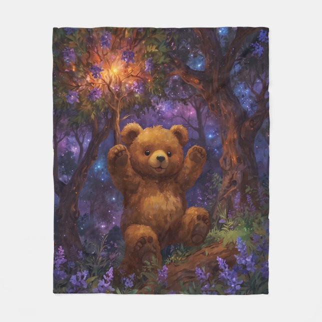 Happy Forest Teddy Bear Art Fleece Blanket (Front)