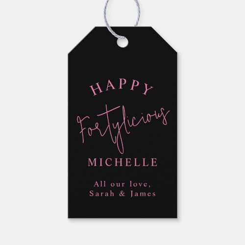 Happy Fortylicious 40th Birthday Party Pink Girly Gift Tags