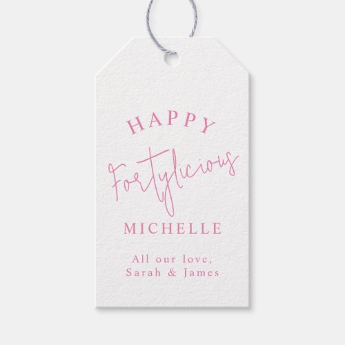 Happy Fortylicious 40th Birthday Party Pink Girly Gift Tags