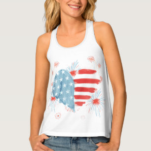 HAPPY FOURTH HEART FLAG(RED BACK)!! Tank Top