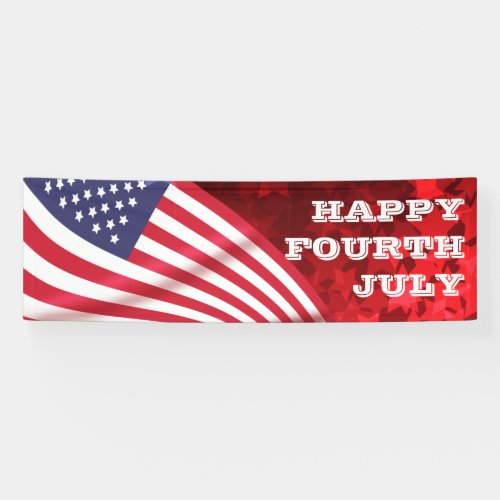 Happy Fourth July American flag starry background Banner
