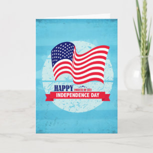 Happy Fourth of July American Flag Illustration Card