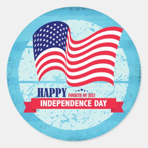 Happy Fourth of July American Flag Illustration Classic Round Sticker