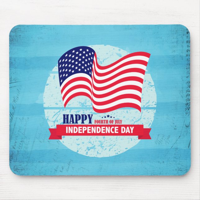 Happy Fourth of July American Flag Illustration Mouse Pad (Front)
