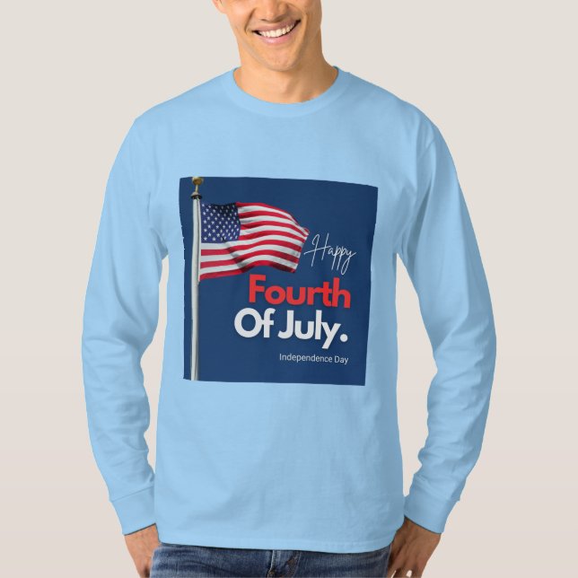 Happy Fourth Of July American Flag T-Shirt (Front)