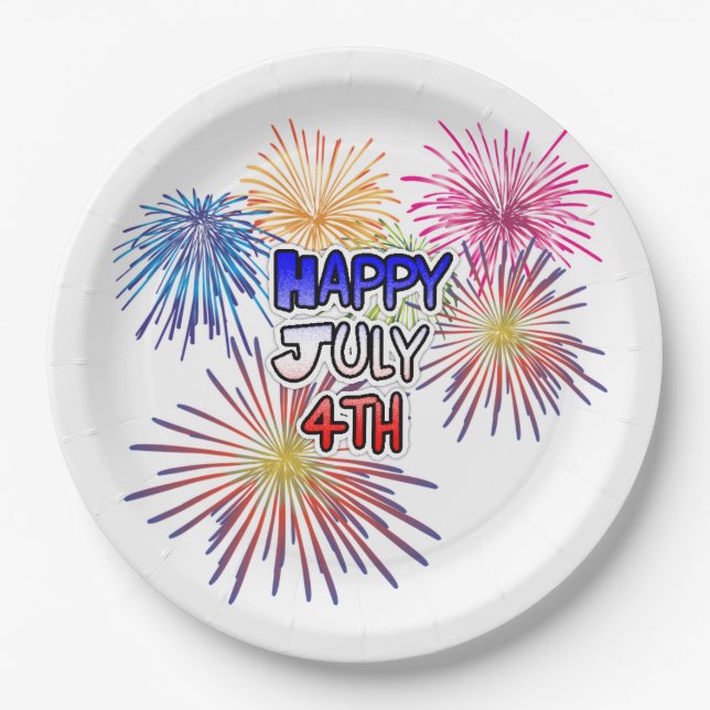 Happy Fourth of July Barbecue Party Paper Plates (Front)