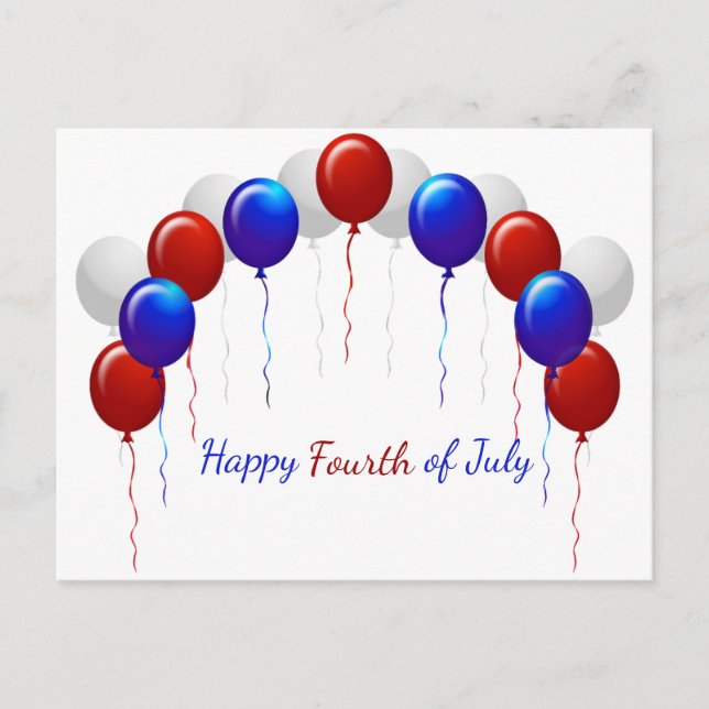 Happy Fourth of July Colorful Balloons Postcard (Front)