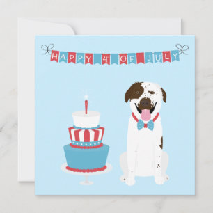 Happy Fourth of July Dog Red White Blue Card