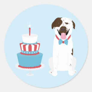 Happy Fourth of July Dog Red White Blue Classic Round Sticker
