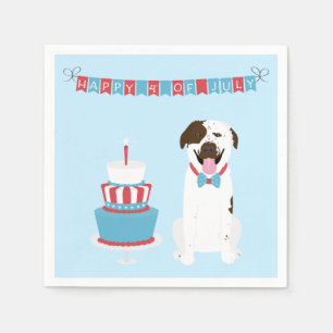 Happy Fourth of July Dog Red White Blue Napkins
