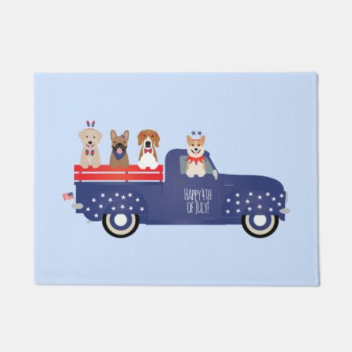 Happy Fourth Of July Dogs Pickup Truck Doormat
