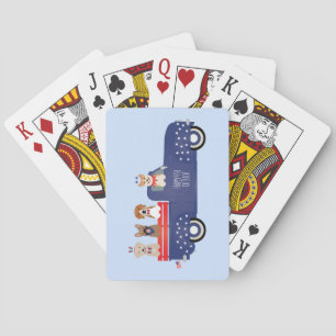Happy Fourth Of July Dogs Pickup Truck Poker Cards