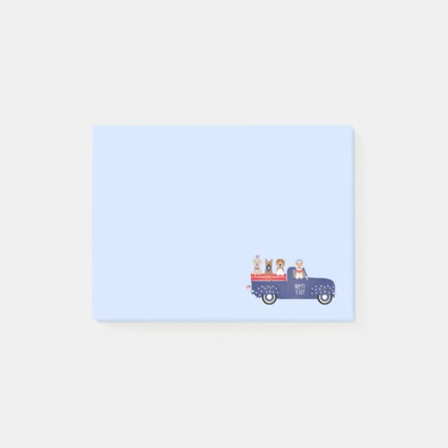 Happy Fourth Of July Dogs Pickup Truck Post_it Notes