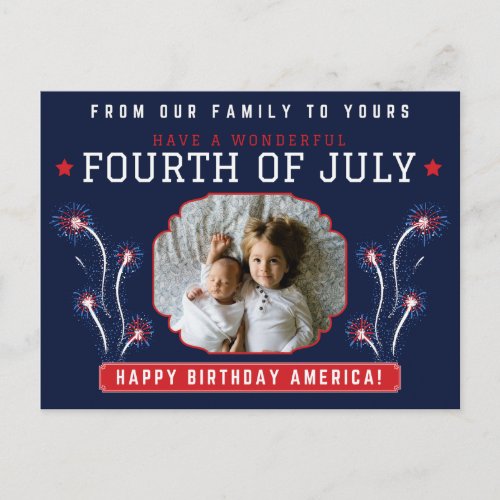 Happy Fourth Of July Family Photo Postcard