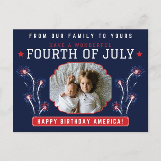 Happy Fourth Of July Family Photo Postcard (Front)