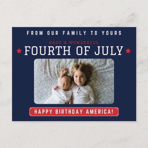 Happy Fourth Of July Family Photo Postcard