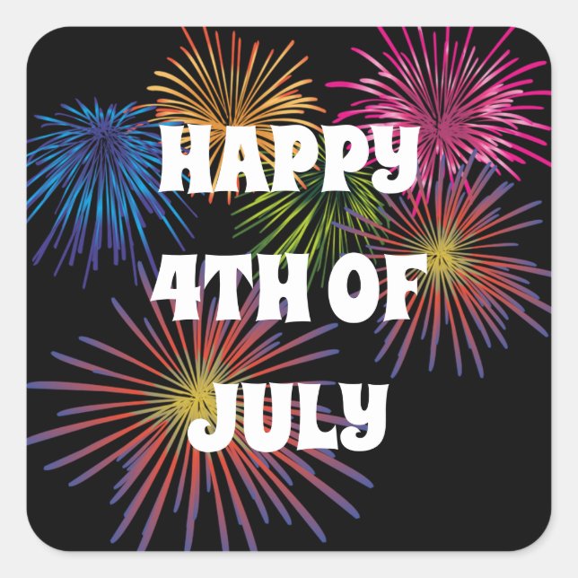 Happy Fourth of July Fireworks Stickers (Front)