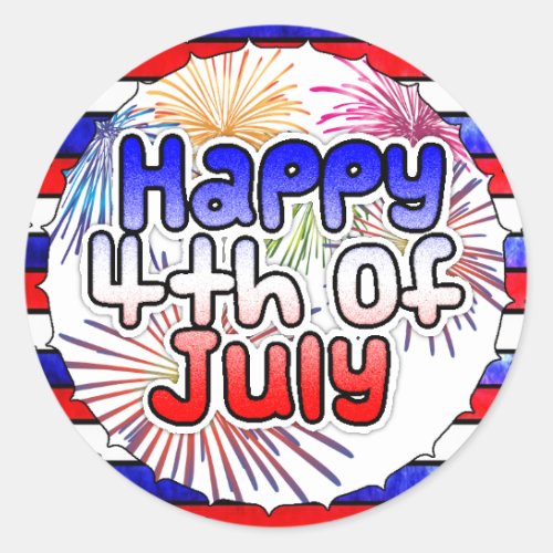 Happy Fourth of July Fireworks Stickers