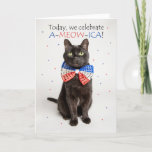 Happy Fourth of July For Anyone Cute Patriotic Cat Holiday Card