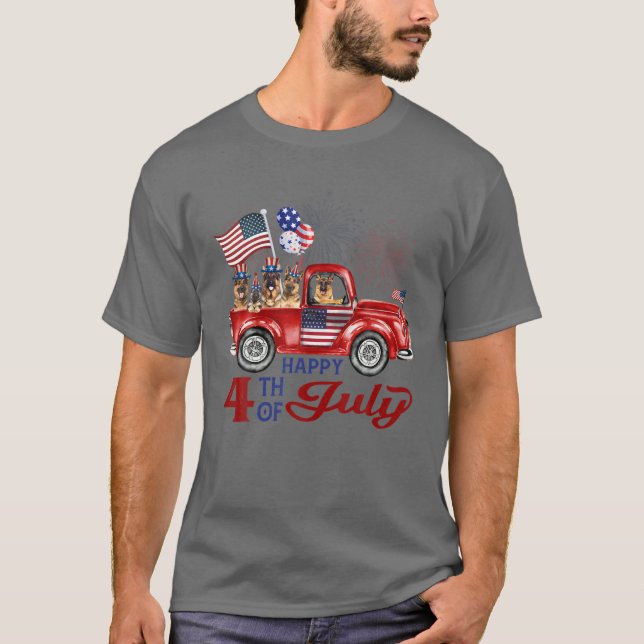 Happy Fourth Of July German Shepherd T-Shirt (Front)
