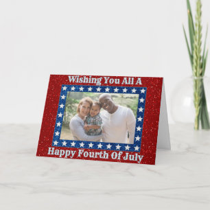 Happy Fourth Of July Glitter Family Photo Card