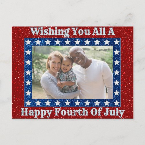 Happy Fourth Of July Glitter Family Photo Postcard