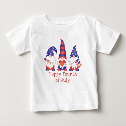 Happy Fourth Of July Gnome Red White Blue Baby T_Shirt