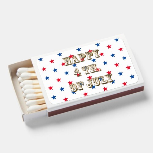 Happy fourth of July gold red white blue stars fun Matchboxes