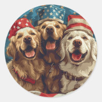 Happy Fourth Of July Golden Retriever Dogs
