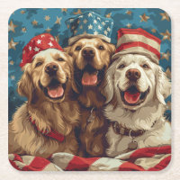 Happy Fourth Of July Golden Retriever Dogs
