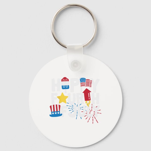 Happy Fourth Of July  Keychain (Front)