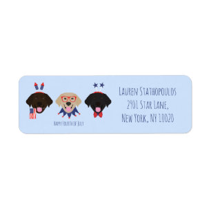 Happy Fourth Of July Labrador Retriever Dogs Label