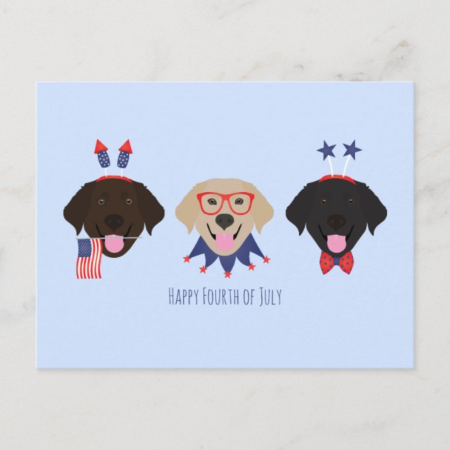 Happy Fourth Of July Labrador Retriever Dogs Postcard (Front)