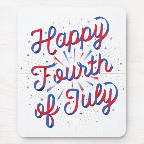 Happy Fourth of July Mousepad  White