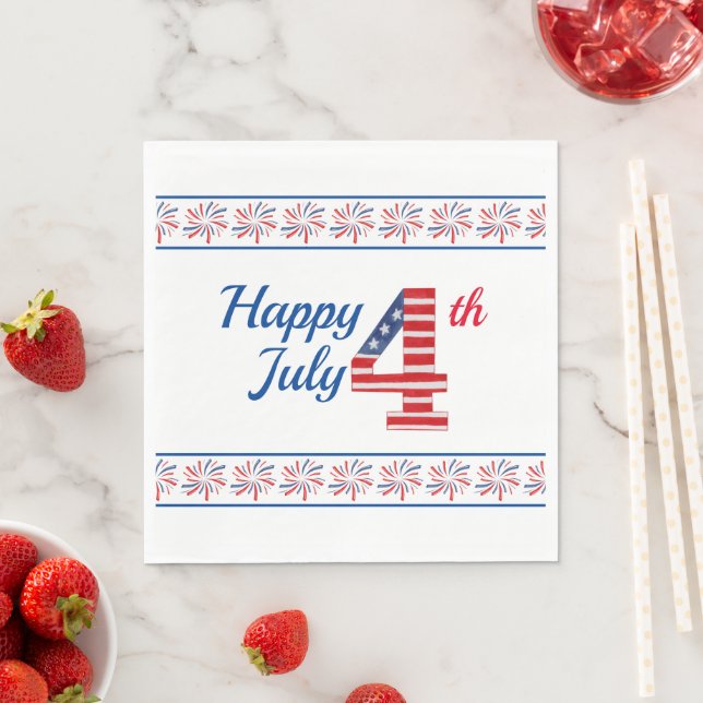 Happy Fourth of July Paper Napkins, Standard  Napkins (Insitu)