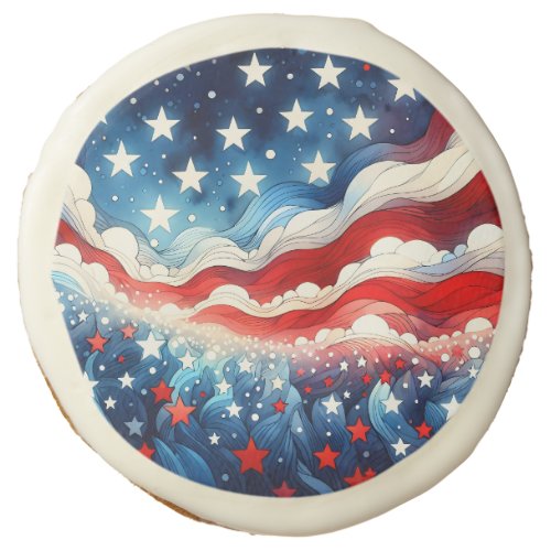 Happy Fourth of July  Patriotic Stars and Stripes Sugar Cookie