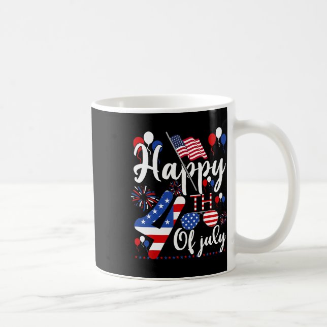 Happy Fourth Of July Patriotic Us American Flag 4t Coffee Mug (Right)